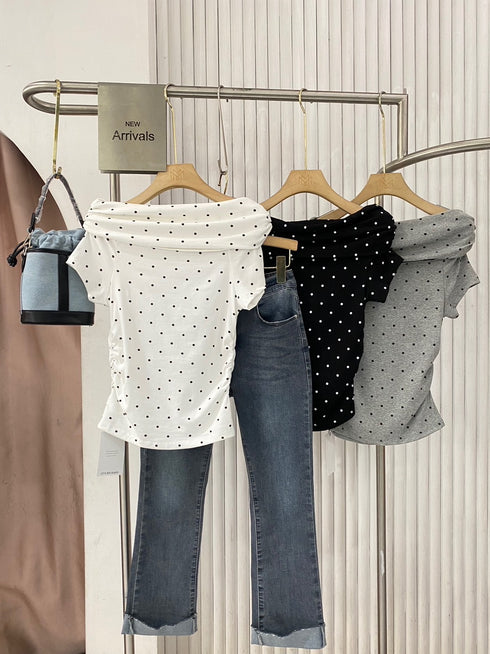 Polka Dot Off-Shoulder Tops